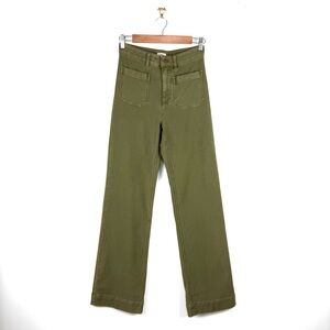 Faherty Stretch Terry Flare Pants Olive Green Sz 26 NWT